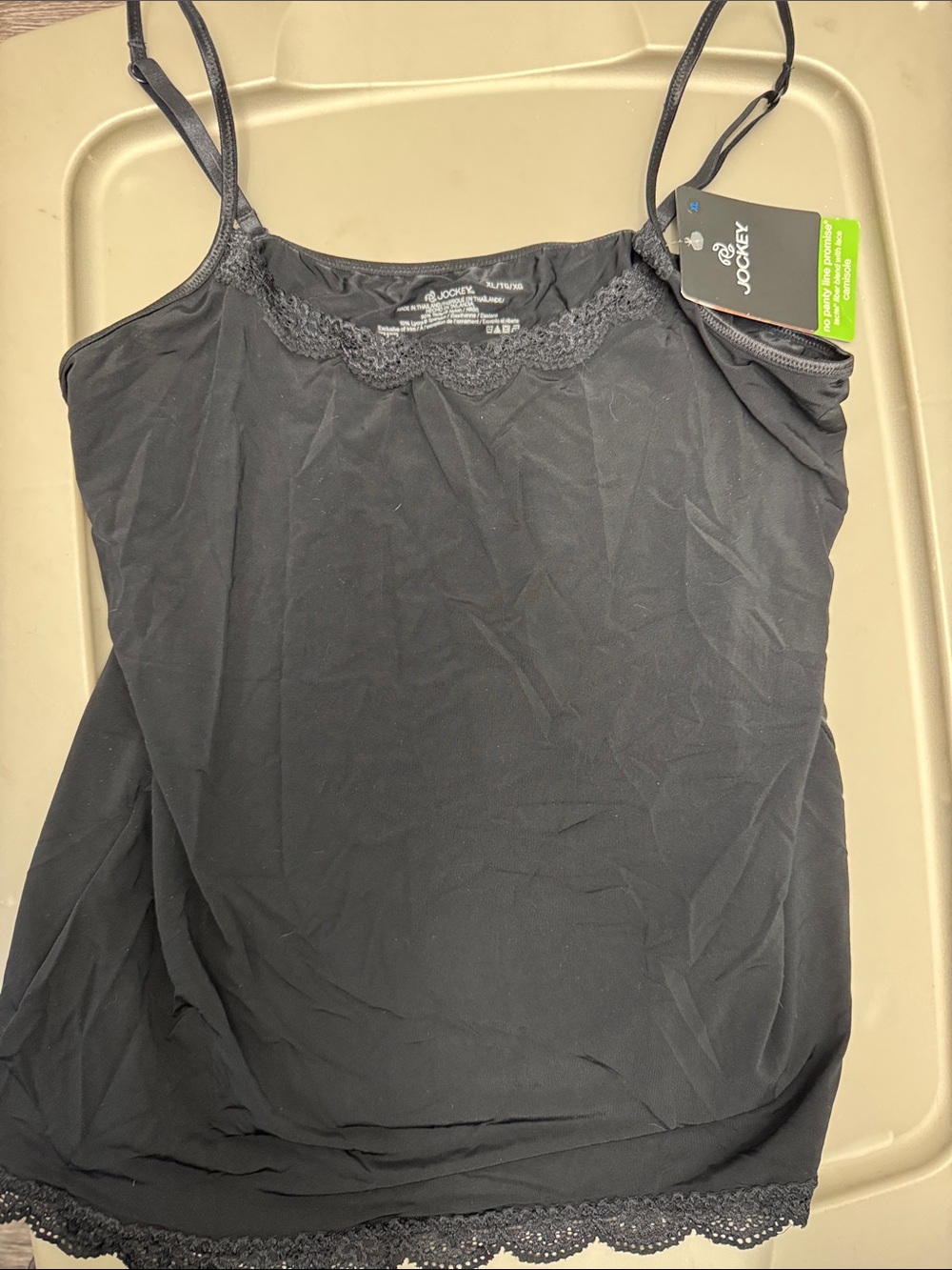 Jockey Black Lace-Trim No Panty Line Promise Camisole